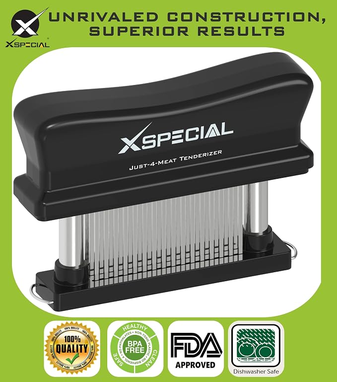 XSpecial Meat Tenderizer Tool 48 Blades Stainless Steel - Kitchen Cooking Gadgets Tools with Ultra Sharp Needle That Makes Steak & Chicken Tender - No More Hammer, Meat Pounder Or Mallet