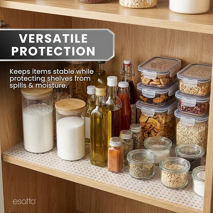 Esatto Interlocking Shelf Mats – for Spills, Clean Bars, Stain Protection, and an Anti-Slip Surface (6, Clear)
