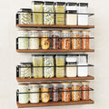 Spice Rack Self-Adhesive or drilling, Rustic Style Hanging Spice Rack, Spice Organization for Cabinet Door or Wall Mount, Over The Stove, Kitchen Wall, 4-Pack