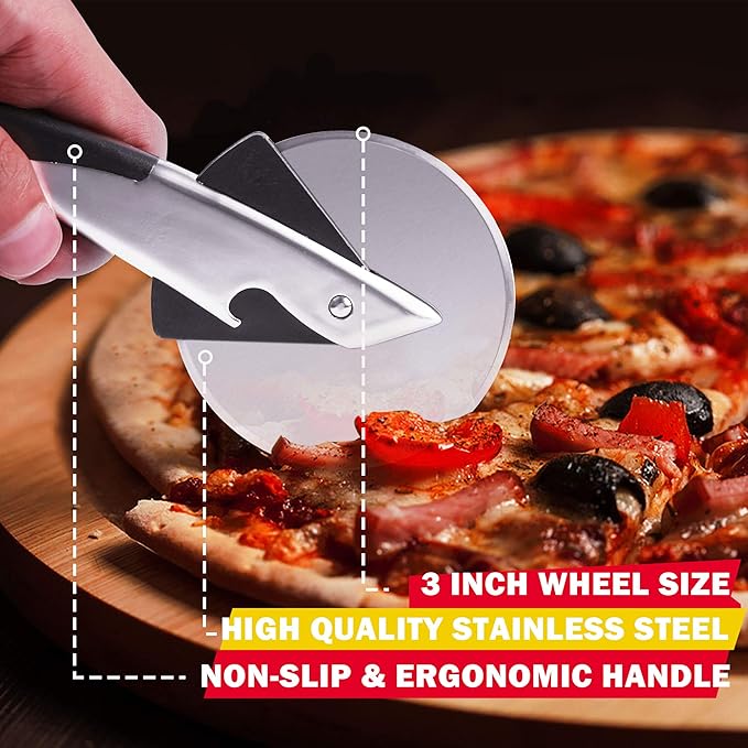 Royal Gourmet KSF1305 2 Piece Pizza Stone Set for Grill and Oven, 13 Inch Round Pizza Stone and Pizza Wheel Cutter, Baking Accessories