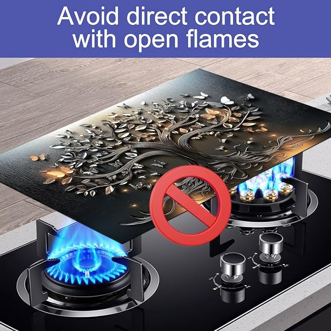 HOMETITUTE Stove Top Cover 28x20 Inch Diatomite Butterfly Tree Relief Kitchen Decor Glass Cooktop Protector Dish Drying Mat Coffee Mat Electric Stove Cover Mat Heat Resistant Pad