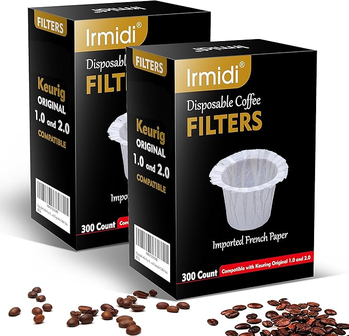Irmidi 600 Count Disposable Paper Coffee Filters,Compatible with Keurig 1.0 and 2.0 Single Serve Brewers