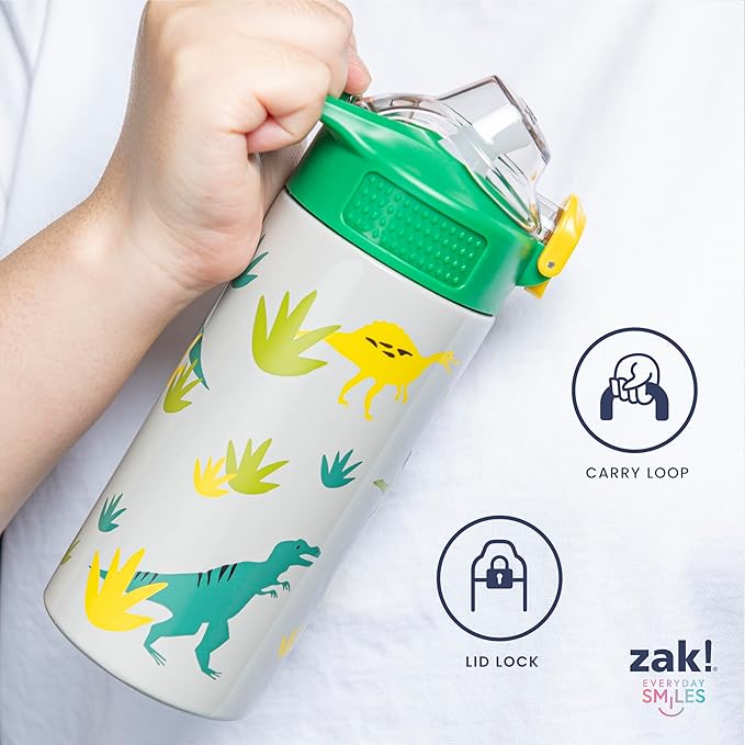 Zak Designs KPop Demon Hunters Sage Kids Water Bottle For School or Travel, 19oz Stainless Steel Water Bottle With Straw and Leak-Proof, Pop-Up Spout Cover, BPA Free (Saja Boys Soda Pop Tour)