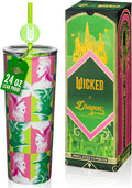 Dragon Glassware Wicked 24 oz Vacuum Insulated Tumbler with Lid and Straw - Tumbler Cup with 2 Straws - Stainless Steel Tumbler with Straw Topper for Water, Iced Tea - Portraits