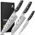 WIZEKA Damascus Chef Knife Set: 3 PCS,Super Sharp Kitchen Knives: Made of Japanese Steel VG10: Full Tang Professional Chef Knife Set With G10 Ergonomic Handle, Fathers day