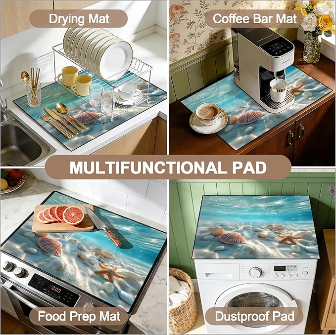 Stove Top Covers for Electric Stove: Sea Design Heat Resistant Protector Glass Stove Top Expands Counter Space, Stylish Kitchen Decor 28.5'' 20.5''