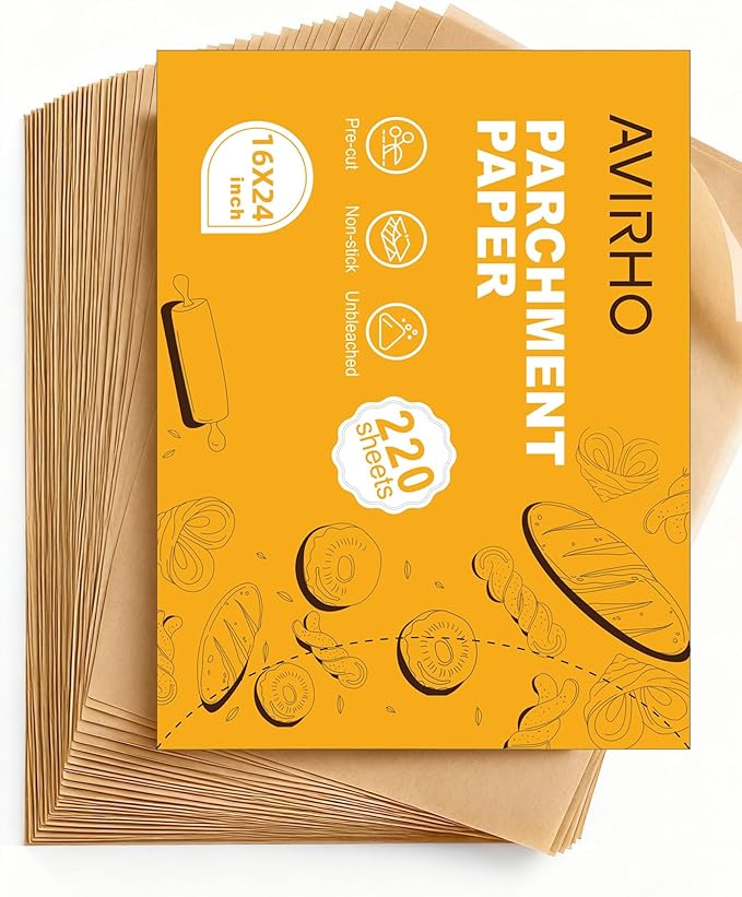 220 Pcs Parchment Paper Sheets for Baking | 16 x 24 Inches, Unbleached Precut Baking Paper for Oven, Airfryer, Heavy Duty Non-Stick Parchment Sheets for, Baking, Cooking, Grilling & Steaming