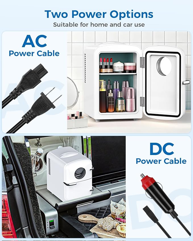 Electactic Mini Fridge for Skincare, 4L/6 Cans Small Cosmetic Fridge for Makeup & Drink, With Observation Window, Portable Desk Fridge Cooler and Warmer for Kids, Bedroom, Countertop, White