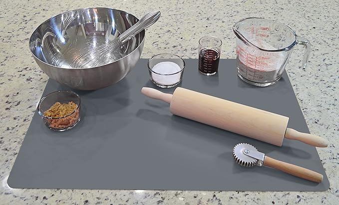 GASARÉ, Extra Large, Thick, Silicone Mat for Kitchen Counter, Heat Resistant Mat, Countertop Protector, Non-Slip, Easy to Clean, Cuttable, 25 x 17 Inches, Gray