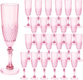 Plastic Champagne Flutes, Champagne Glasses Bulk, Reusable Unbreakable Acrylic Wine Glasses Goblets for Weddings Bachelor Parties Toasting Bridal Shower (24, Pink)