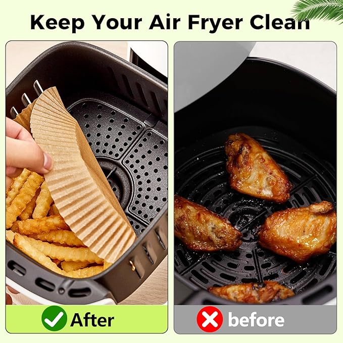 Ctizne Air Fryer Paper Liners Disposable, 200PCS 8inch Airfryer Oven Insert Parchment Paper Sheets Round, Non Stick Food Grade Baking Liner for 5Qt/6Qt/7Qt/8Qt Air Fryer Basket