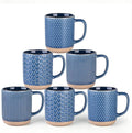 GBhome Large Coffee Mugs Set of 6, 16oz Handmade Stoneware Coffee Mugs Set with Large Handle for Cappuccino/Latte/Tea/Hot Cocoa, Dishwasher & Microwave Safe, Moonlight Blue