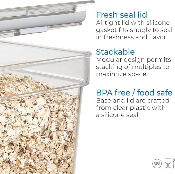 iDesign Medium Tall Dry Goods Storage Bin, The Fresh Collection – 5” L x 8.1” W x 6” H, Clear Bin