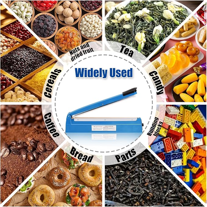 16 Inch Impulse Heat Sealer Machine for Plastic Bags PE PP Bags and Kraft Paper Bag, Cookie Bag Sealer, Manual Poly Bag Hot Seal Sealing Machine with Extra Replace Element Grip