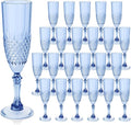 Plastic Champagne Flutes, Champagne Glasses Bulk, Reusable Unbreakable Acrylic Wine Glasses Goblets for Weddings Bachelor Parties Toasting Bridal Shower (24, Blue)