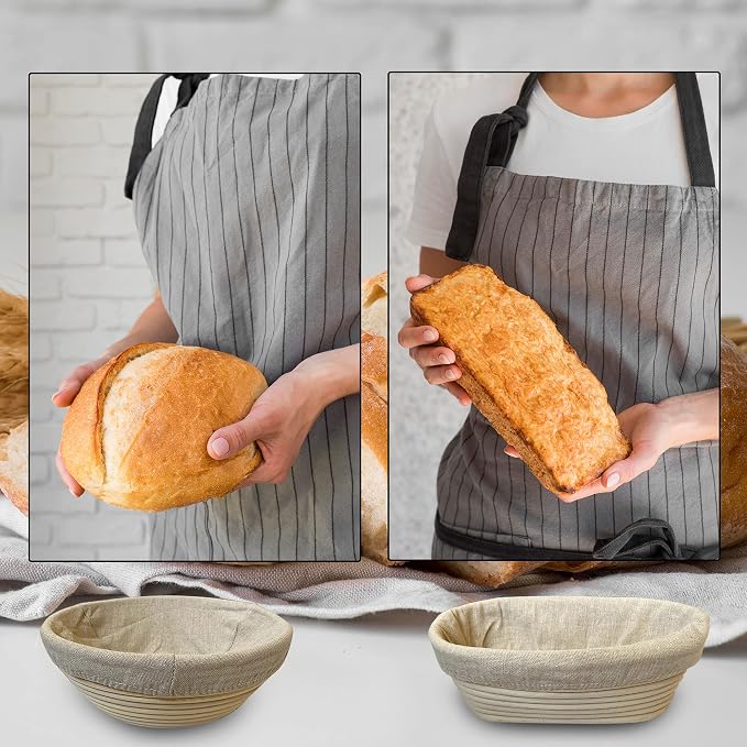 10 Inch Oval Bread Banneton Proofing Basket Set of 2, Sourdough Proofing Basket kit for Artisanal Baking – Bread Making Tools For Professional & Home Bakers (10 inch oval- 2 pack)