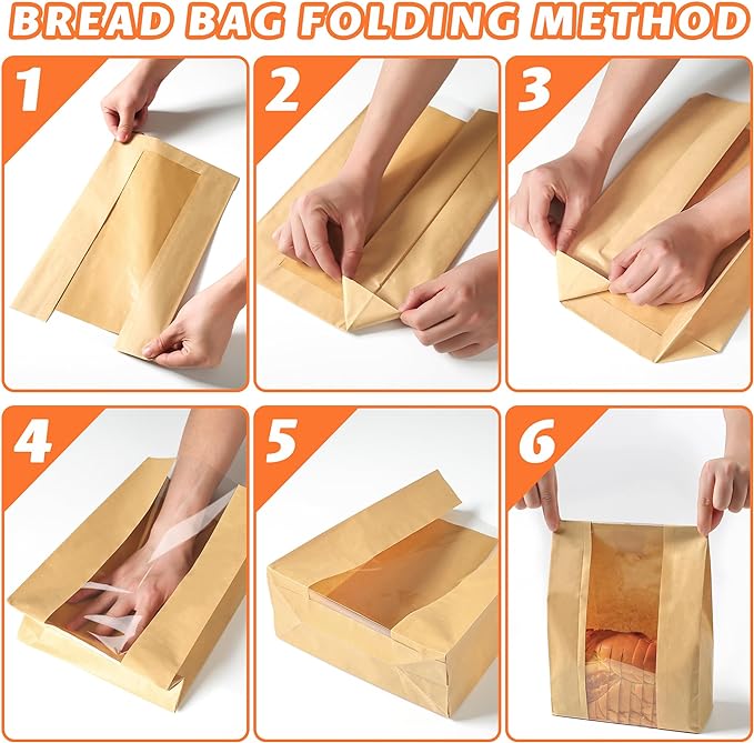 25 Pcs Bread Bags for Homemade Bread, Sourdough Paper Bags With Window, 50% Thicker 13.7x8.2x3.7in A Large Bakery Bag Used for Storage Bakery Cookies & Snacks, 40 Cute Sealing Stickers with Ties