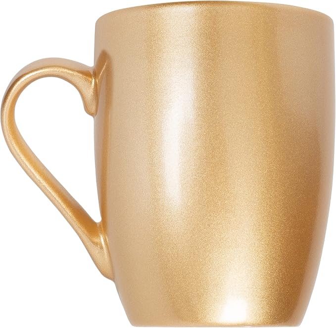 Elanze Designs Vegas Gold-Tone Metallic Finish 10 Oz. New Bone China Coffee Cup Mug Set of 4