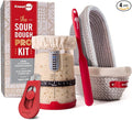 KneadAce Sourdough Starter Kit – 34oz Starter Jar, 2 Oval Banneton Proofing Baskets, Magnetic Bread Lame for Scoring – Gift for Bakers & Complete Sourdough Bread Baking Set