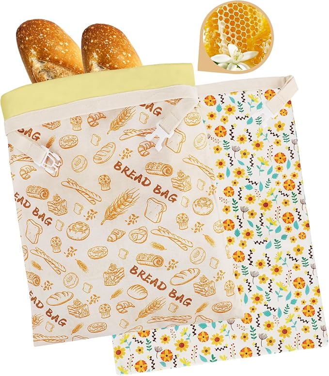 1-Pack pure cotton Reusable Beeswax Bread Bags - 10x13 Inch for Sourdough & Homemade Bread Storage | All-Natural Beeswax Preservation, Eco-Friendly Cotton Food Bags - Easy to Clean & Daily Use