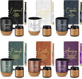 FillTouch 6 Set Christian Gifts for Women Men 15 oz Ceramic Bible Verses Coffee Mug A6 Leather Journal with Pen and Scented Candle Religious Gift for Pastor Church Sunday School(Classic Color)