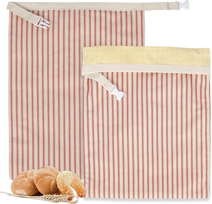 Reusable Beeswax Bread Bags for Homemade Bread & Sourdough, 2-Pack XL Airtight Food Storage Bags, Organic Cotton Linen Covers - Freezer-Friendly Freshness Preservation Keeps Fresh Longer