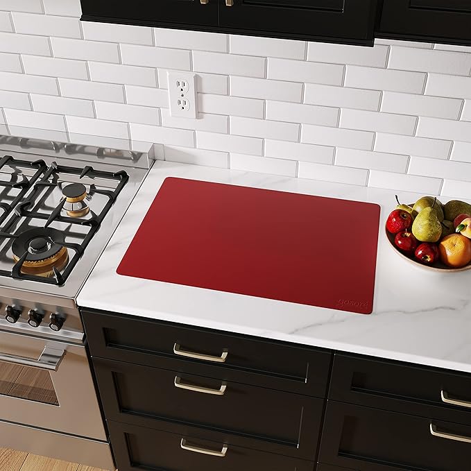 GASARÉ, Extra Large, Thick, Silicone Mat for Kitchen Counter, Heat Resistant Mat, Countertop Protector, Non-Slip, Easy to Clean, Cuttable, 25 x 17 Inches, Red