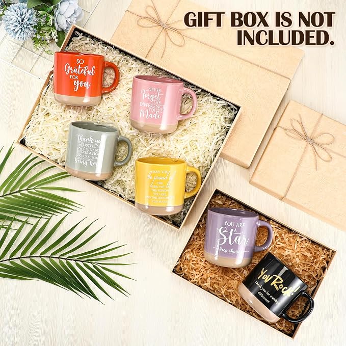 Didaey 10 Pcs Thank You Mugs Bulk Appreciation Gifts for Employee Coworkers Staff Teachers Motivational Ceramic Coffee Mugs Thank You Farewell Going Away Gifts for Coworkers(Mondrian)