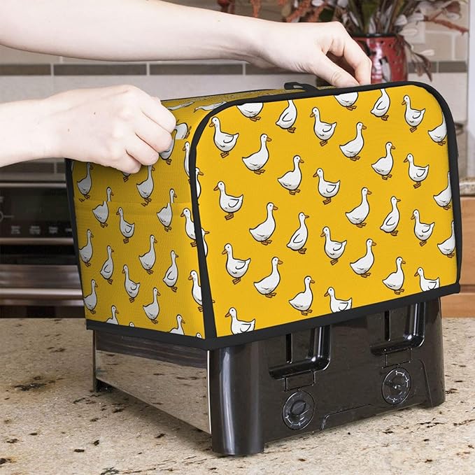 Toaster Cover 2 Slice Yellow Duck Pattern Kitchen Small Appliance Covers with Pockets Dust and Fingerprint Protection