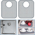 Bestjing 2 Pack Silicone Kitchen Sink Protector Mat with Rear Drain - 13.58''x 11.6'' Kitchen Sink Accessory, Folding Non-Slip Heat Resistant Mat Grid for Bottom of Porcelain Stainless Steel