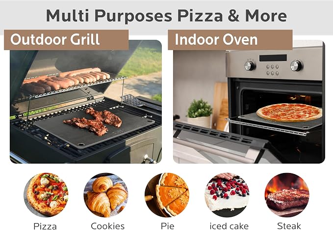 OLEEK Pizza steel Sheets for oven - Metal baking steels sheets for oven - Pizza steels 16x13.4 inches - Steel stone for oveens - Baking's pro pizzaa - Baking's stone