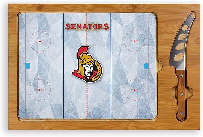 PICNIC TIME NHL unisex-adult NHL Icon Glass Top Cutting Board & Knife Set