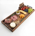 TIDITA Acacia Large Charcuterie Boards for Party with Cheese Knife Set of 4 – Acacia Wood Serving Tray with Handles, Long Charcuterie Board, Wooden Cheese Board (Walnut Color, 30 Inch)