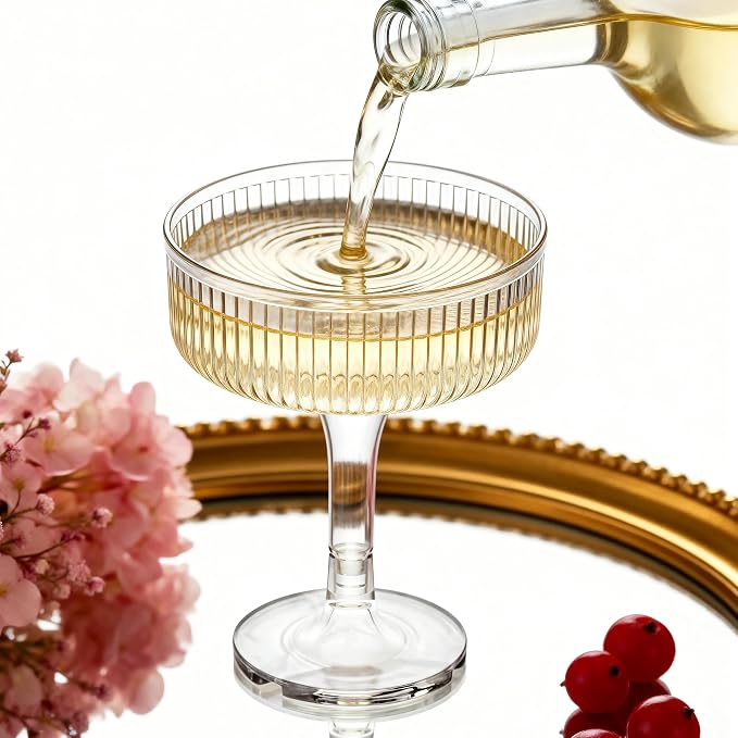 Ronasip 50 Pack 7oz Plastic Champagne Flutes - Clear Acrylic Champagne Glasses for Champagne Tower, Unbreakable Reusable Coupe Glasses for Wedding, Bridal Shower, Toasting & Party
