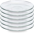 Teabloom Clear Glass Saucers Set of 6 – 5.3 Inch Borosilicate Glass Cup Saucers – Dishwasher Safe – Fits Espresso, Tea & Demitasse Cups – Small Serving Dish for Desserts & Fruits