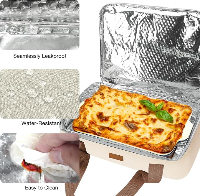 Expandable Casserole Carrier Bag - Double Decker Food Bag, Insulated Casserole Carrier for Hot or Cold Food, Lasagna Holder Tote for Picnics,Beaches,Traveling or Gifts