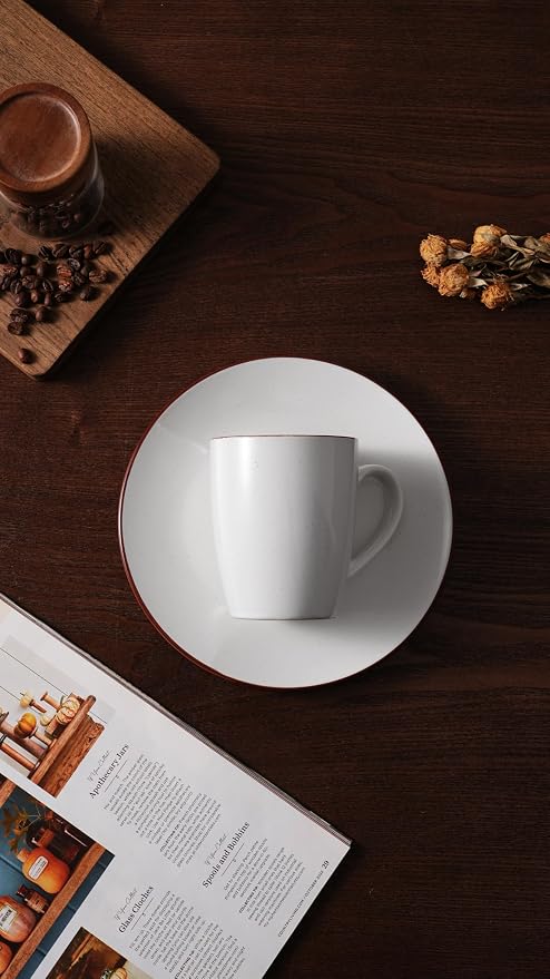 famiware Venus Coffee Mugs for 6, 13 oz Mug Set, Dringking Cup with Handle for Coffee, Tea, Cocoa, Milk, White