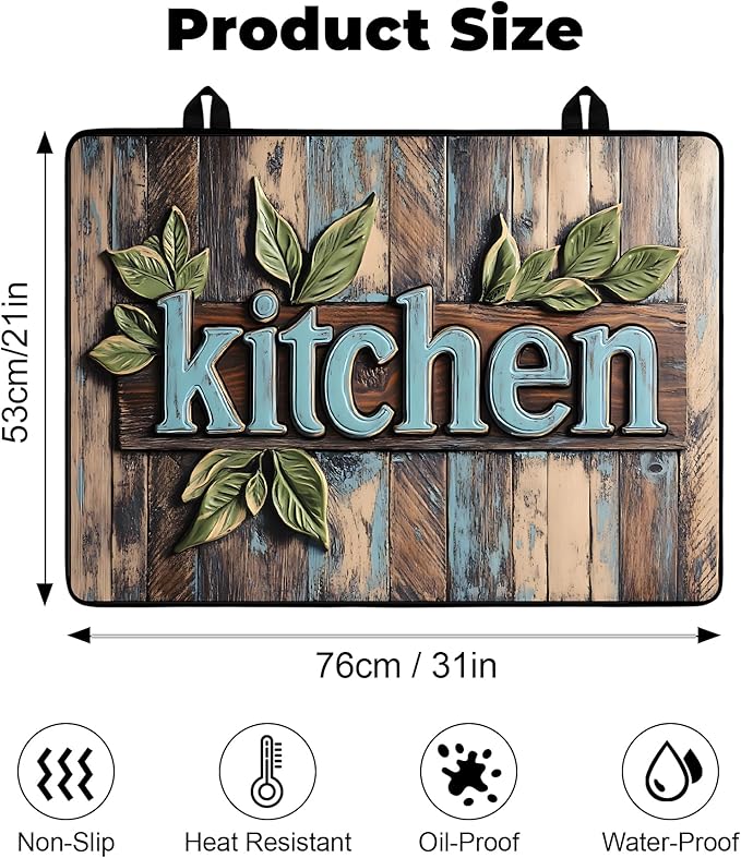 Stove Top Cover- Mat for Electric Stove Protector with Anti-Slip Rubber Coating Dish Drying Mats Scratch-Resistant (Kitchen, 30" x 21")