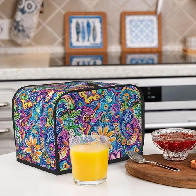 Toaster Cover 2 Slice Watercolor Flower Abstract Colorful Kitchen Small Appliance Covers with Pockets Dust and Fingerprint Protection