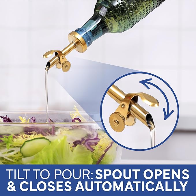 COOK WITH COLOR Glass Olive Oil Bottle Dispenser - 2 Pack- 17oz Oil and Vinegar Cruet - Olive Oil Carafe Decanter for Kitchen, Champagne Bubbles, Blue