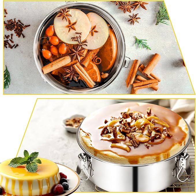 Maxcheck 3 Pack Flan Mold with Lid 1.5QT Stainless Steel Flan Pan Compatible with 6 Quart Pot Large Capacity Maker Container for Baking Making Cheese Cake Chocolate Pudding(1.5QT, 7.5 x 3 Inch)