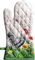 Maison d'Hermine Oven Gloves 100% Cotton Oven Mitt 7" x 13" with Loop Heat Resistant BBQ Cooking Gloves Baking Grilling Gifts for Mothers Day Spring/Summer (Pack of 1, Basse Cour)