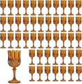 7OZ Plastic Wine Glasses, Reusable Vintage Goblets Unbreakable Drinking Glasses Crystal Water Cups Champagne for Wedding, Parties (48, Amber)