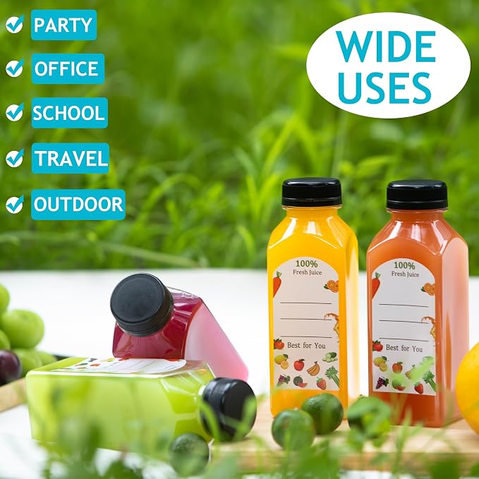 120Pcs 12 Oz Plastic Juice Bottles with Caps,Clear Reusable Water Bottle & Tamper Proof Lids,Juice Containers,Juicing Bottles for Fruit Juice,Smoothies,Coffee - Food Grade & Travel Bottle