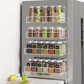 Mystozer 4 Pack Magnetic Spice Rack Organizer, Space Saver for Refrigerator and Microwave Oven, Metal Fridge Shelf Seasoning Rack Magnetic Fridge Organizer Magnet Shelf(White)