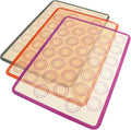 3pcs 42x29.5cm Non-stick Silicone Pastry Mats Heat Resistant Baking Sheet Liners with Fiberglass for Oven and Dough Kneading, Reusable Kitchen Baking Mats Set (coffee Bottom