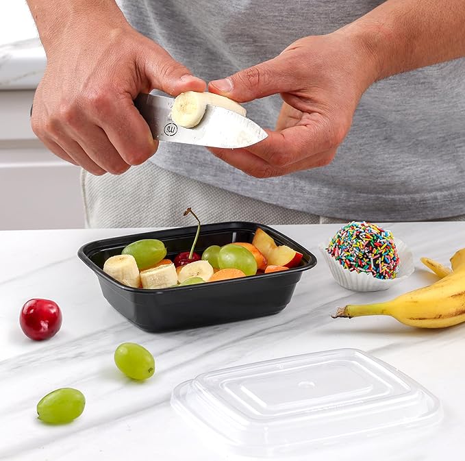GUSTO [12 oz - Case of 150 1-Compartment Meal Prep Containers with Lids – Reusable, Microwaveable, Dishwasher & Freezer Safe, BPA-Free Food Storage Boxes for Portion Control (Formerly Comfy Package)