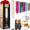 Zulay Kitchen Powerful Milk Frother AA Batteries Included – Ultra Fast Handheld Drink Mixer with Stainless Steel Whisk Stirrer for Coffee, Protein, Matcha & More, Frother Wand Electric Frothmate Cream