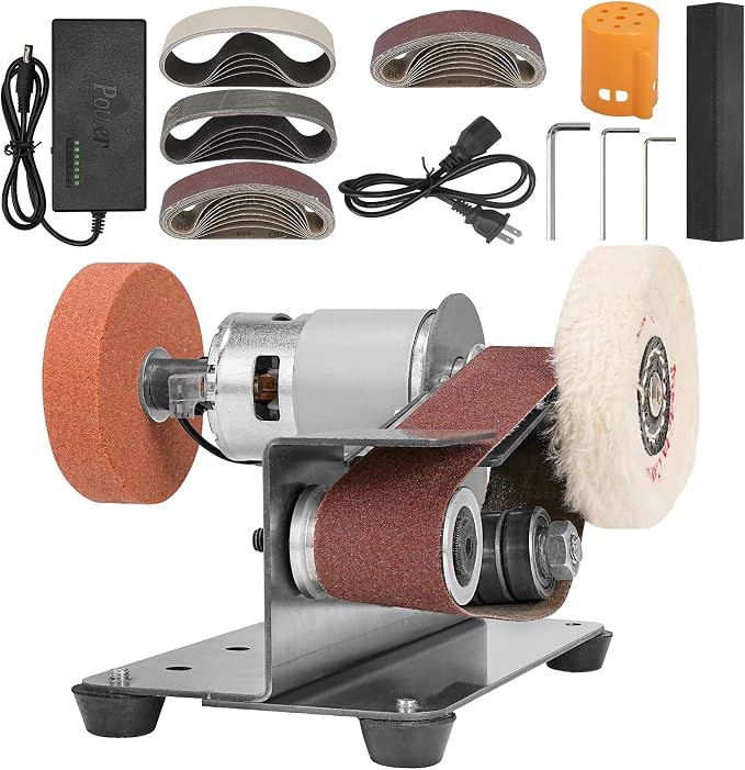 Multifunctional Electric Knife and Tool Sharpener, 7 Adjustable Speed Knife Making Belt Grinder Knife Sharpening System - For Hunting, Serrated & Kitchen Knives, Wood, Plastic, Crafts