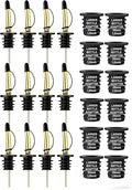 12-Pack Liquor Bottle Pourers with Adapters, Liquor Pour Spout Adapters set for for Large Olive Oil Bottles and Liquor Bottles - Up to 1 Inch/25mm Neck Converts Any Spout into a Large Pour Spout,Gold